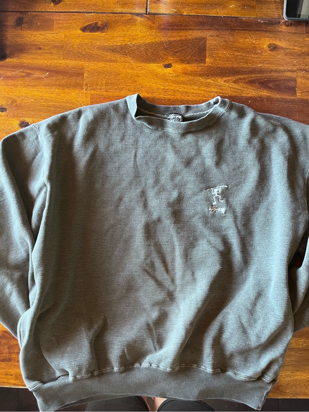 Vintage 1991 Stussy charcoal Crewneck Sweatshirt with Embroidered Logo